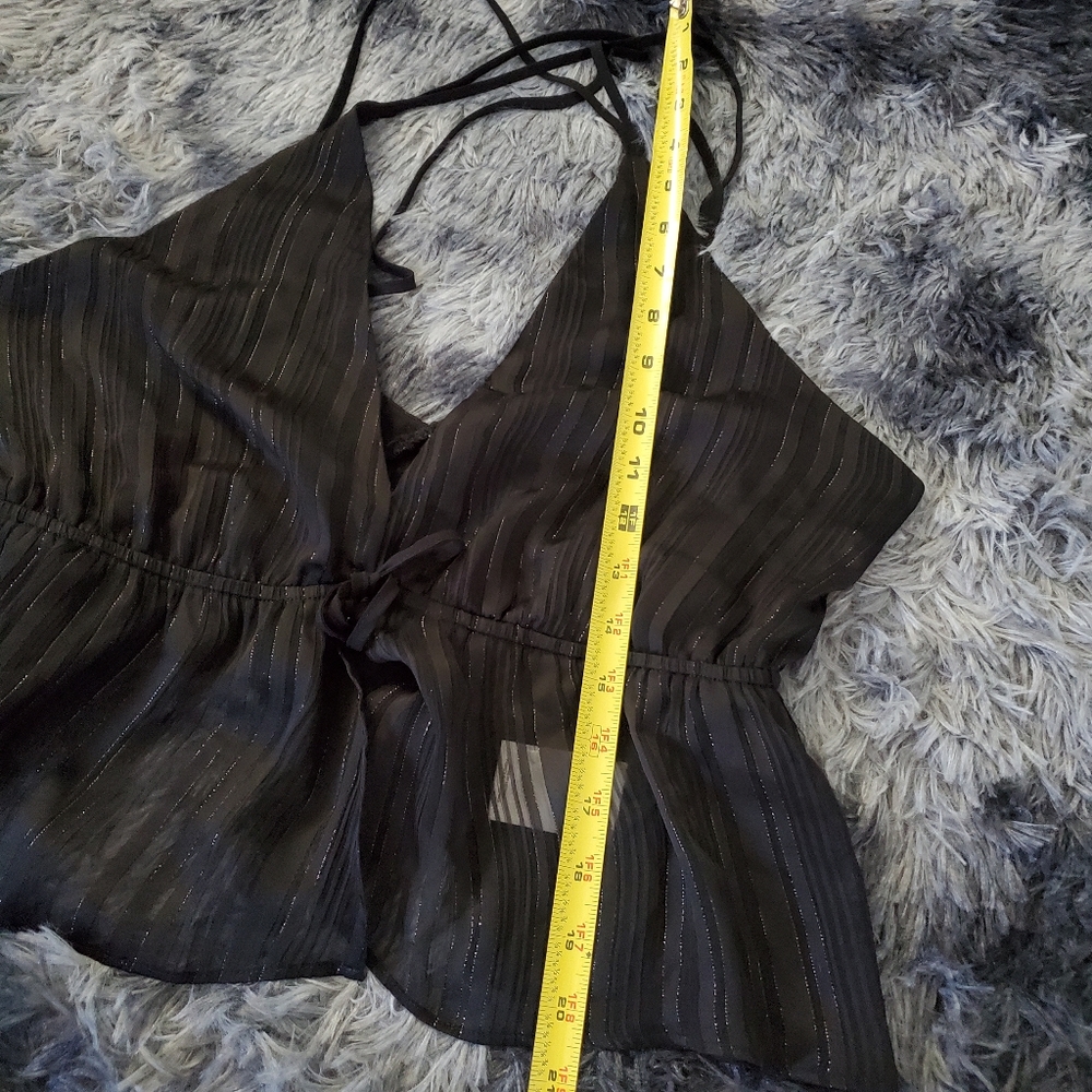 EXPRESS Sheer Strappy Split Front Tie M - Picture 6 of 10